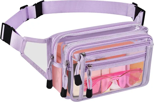 Vista 10 de Riñonera transparente aprobada por estadios para mujeres, para el trabajo, bolsa de cintura multiusos para viajes y eventos deportivos, 2 colores.