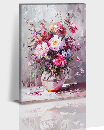 Vista 34 de Hzddty Lienzo de flores rojas de amapola para pared, pintura floral abstracta para paredes, imágenes de flores con estampado floral, decoración