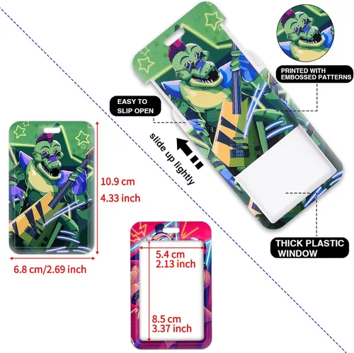 Vista 3 de Pounchi Carretes retráctiles para insignia de juego de terror (paquete de 2) con etiqueta de nombre de dibujos animados (paquete de 2) portatarjetas