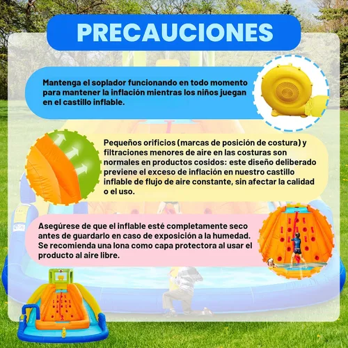 Vista 8 de WELLFUNTIME - Tobogán de agua inflable, casa de rebote con cubo de agua, piscina profunda, pared de escalada con cuerda, castillo hinchable
