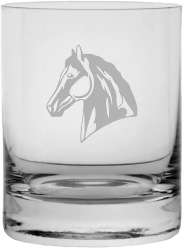 Vista 10 de Abaco Barb - Vaso de whisky con temática de caballo grabado (10.25 onzas)