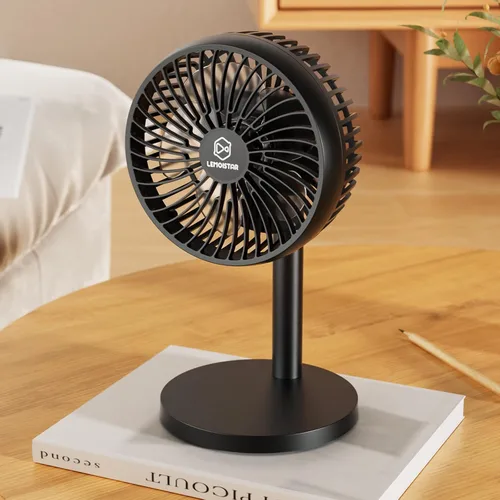 Vista 9 de Shinebella Ventilador de escritorio pequeño de 4 velocidades con fuerte flujo de aire, mini ventilador USB portátil personal, silencioso, rotación