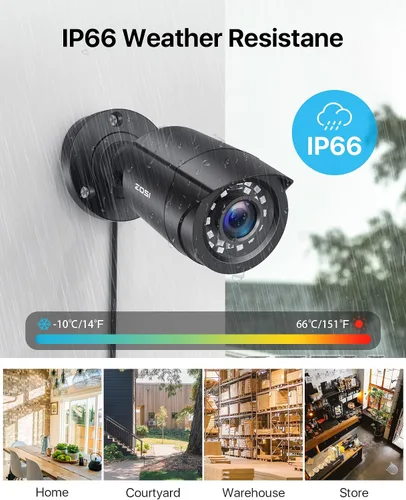Vista 2 de ZOSI Sistema de cámara de seguridad Lite de 8CH 5MP para exteriores con disco duro de 1TB, 8 canales H.265+ 5MP Lite CCTV DVR y 8X1920TVL 1080P
