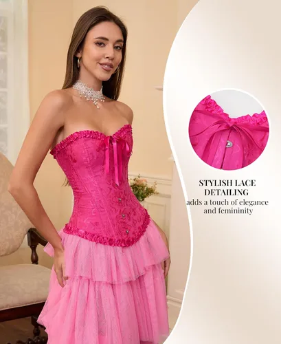Vista 112 de SZIVYSHI Corsé para mujer, lencería moldeadora, body con cintura de encaje