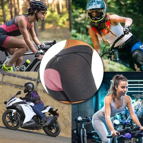 Vista 6 de DEALYORK Pantalones cortos acolchados para mujer, ropa interior de ciclismo, pantalones cortos de ciclismo con acolchado 3D, diseño súper ligero