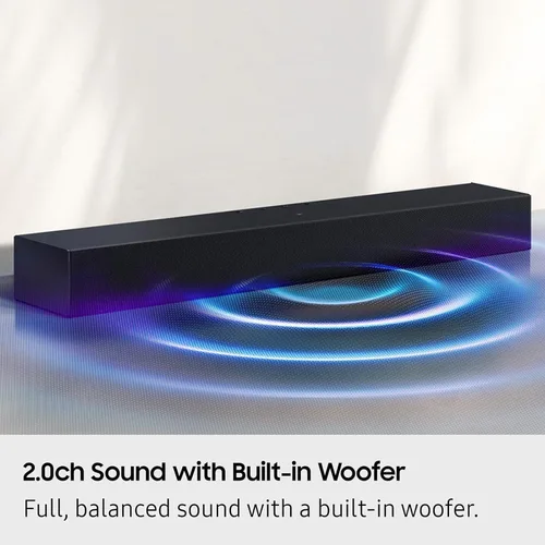 Vista 8 de Samsung Serie S HW-400F 2.0ch con woofer incorporado, mejora de voz y modo nocturno, expansión de sonido envolvente, sonido adaptativo, películas