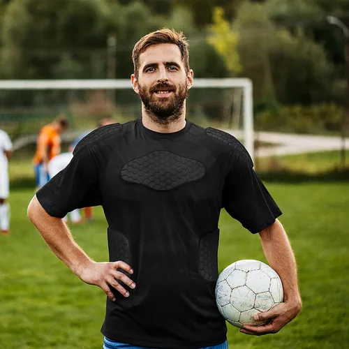 Vista 7 de TUOYR Camiseta de compresión acolchada con protector de pecho para camiseta de fútbol y paintball