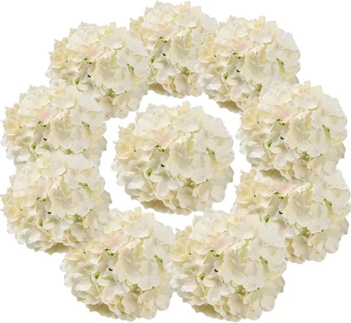 Vista 14 de Cabezales artificiales de hortensias de seda para decoración de bodas caseras, 10
