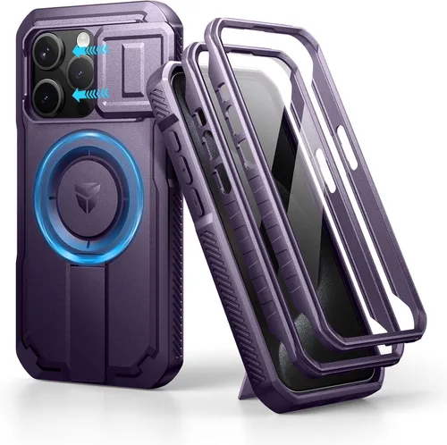 Vista 63 de Dexnor - Funda para iPhone 12 & iPhone 12 Pro con tapa deslizante para cámara, soporte ajustable y protector de pantalla integrado, carcasa
