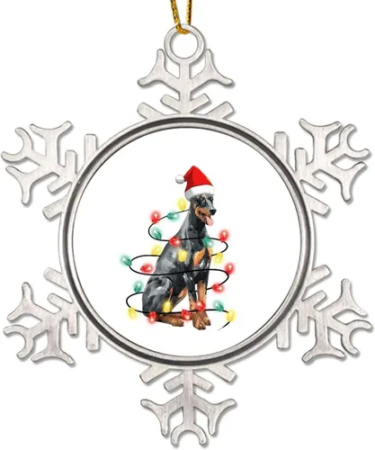 Vista 8 de Decoración de árbol de Navidad de metal con copo de nieve para perro, adorno de Navidad para perro, adorno de Navidad de feliz Navidad, sombrero