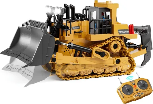 Vista 11 de KIDMARKT Juguete grande de excavadora de control remoto de 21 pulgadas con cubo de metal y hoja topadora, juguetes de excavadora RC de 15 canales