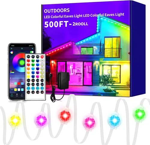 Vista 5 de 200ft Permanent Outdoor Lights RGB+IC LED Eaves Christmas Lights