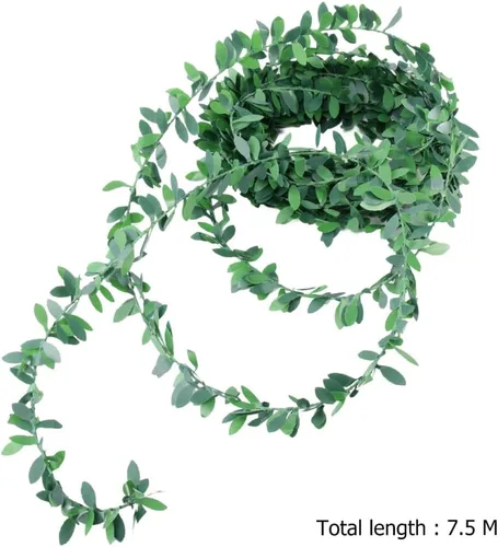 Vista 5 de SEWACC Guirnalda de hiedra artificial hawaiana para fiestas, hojas colgantes falsas, hojas de follaje, hojas verdes, vid simulada para boda, fiesta