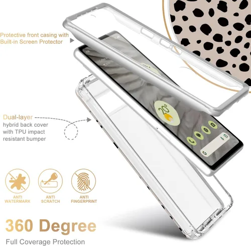 Vista 2 de Esdot Funda para Google Pixel 7A con protector de pantalla integrado, funda resistente de grado militar con diseños lindos de moda para mujeres
