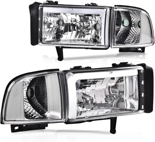 Vista 14 de GRAND ORANGE Headlights Compatible with Ford F150 Bronco 1992-1996 Chrome