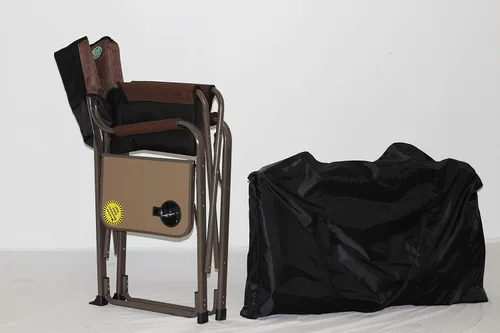 Vista 3 de EEZ RV Products Silla de director plegable de respaldo alto resistente con mesa auxiliar y bolsa de almacenamiento - (marrón)