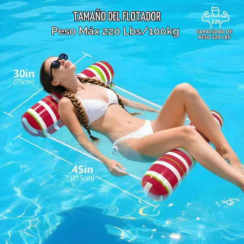 Vista 5 de Adult Pool Floats, Inflatable Water Hammock, Beach Vacation Essentials for Pool, Lake, or Summer Parties