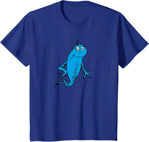 Vista 58 de Dr. Seuss Blue Fish Character - Camiseta con licencia oficial Negro