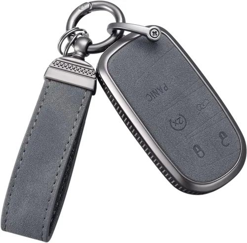 Vista 10 de YO&YOYE Funda para llavero Jeep, protección completa, compatible con llave inteligente Jeep de 3, 4, 5 botones, color negro