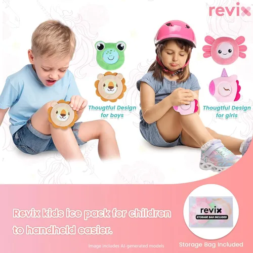 Vista 5 de REVIX Paquetes de hielo para niños - Bolsas de gel frías reutilizables para niños pequeños y bebés, cubiertas de tela suaves con 4 lindos diseños