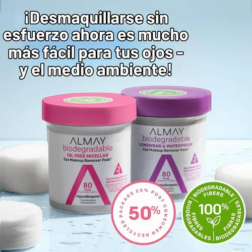 Vista 5 de Almay Almohadillas removedoras de maquillaje de ojos de larga duración e impermeables, 80 unidades (paquete de 4)