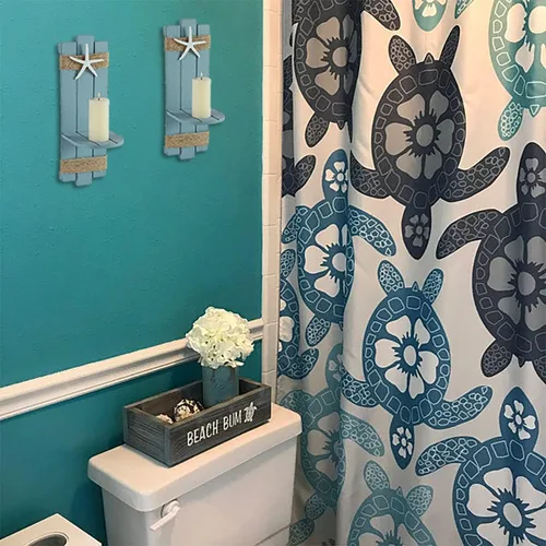 Vista 6 de SOMTO Apliques de Pared con Velas de Estrella de Mar de Playa, Portavelas de Pared con Temática Oceánica, Decoraciones Rústicas Náuticas Costeras