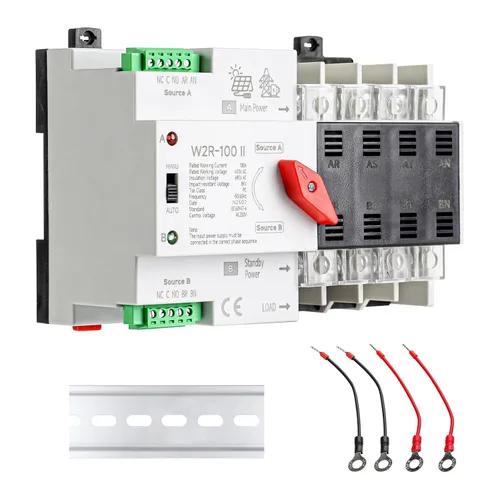 Vista 16 de 100Amp AC110V Interruptor de Transferencia Automático/Manual 2P 50/60Hz, 2POLE 100A Mini ATS Interruptor Solar Auto de Energía Dual para Generador
