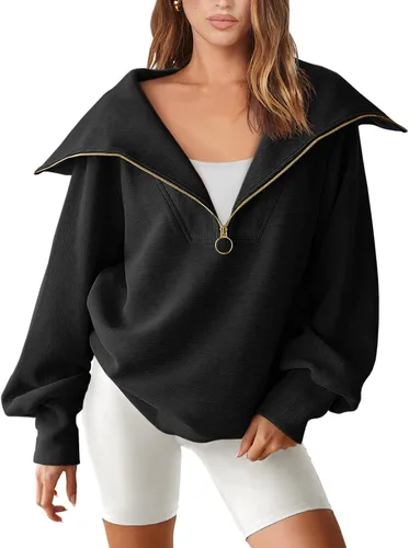 Vista 2 de ANRABESS Sudaderas con capucha para mujer, de gran tamaño, con cremallera de un cuarto, para adolescentes, niñas, ropa de moda Y2K