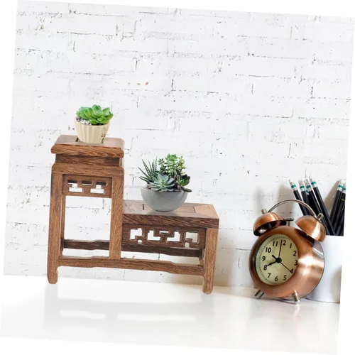 Vista 6 de DOITOOL Soporte de madera para plantas retro, soporte para macetas de jardín, para bonsái, base resistente para decoración del hogar, exhibiciones