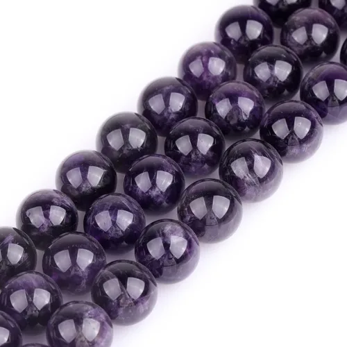 Vista 118 de GEM-Inside - 95 cuentas AA color morado oscuro de amatista de 15 pulgadas por hebra con agujero, piedras preciosas naturales y cuentas de cristal