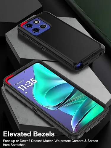 Vista 6 de Jiunai Funda para Moto G Stylus 2025, funda resistente a prueba de golpes, protección contra caídas, híbrida de doble capa mate, para Motorola G