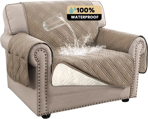 Vista 38 de PrinceDeco Fundas 100% impermeables para sofá biplaza de 2 cojines, fundas impermeables y lavables para sofá con bolsillo lateral, protector