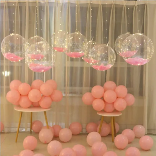 Vista 8 de 10 PAQUETES de Globos LED Bobo, Globos Transparentes con Luz LED, Globos de Burbujas Brillantes Estilo Helio con Luces de Cuerda para Decoraciones