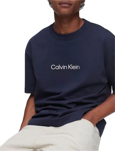 Vista 3 de Calvin Klein Camiseta de cuello redondo con logotipo Ck de ajuste relajado para hombre