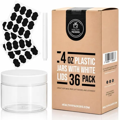 Vista 14 de Healthy Packers® Frascos Pequeños de Plástico con Tapas de 4 oz, Paquete de 12 - Frascos de Plástico Transparentes con Tapas de Rosca para Slime