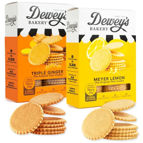 Vista 7 de Dewey's Bakery Meyer Lemon & Brownie Crisp Moravian Style Galletas Finas - Paquete variado, panadería fresca con ingredientes simples reales