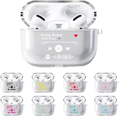 Vista 9 de Funda personalizada para Spotify compatible con AirPods Pro 3/Pro 2/Pro/1/2/3 con llavero, cubierta transparente de canción musical personalizada