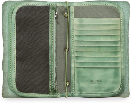 Vista 4 de Cartera de viaje organizadora de cuero genuino Nomad Cartera de mujer con soporte para pasaporte