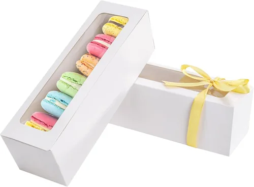 Vista 7 de NPLUX - Paquete de 25 cajas de macarrones para 5-7 macarrones, fresas, cajas de embalaje con cinta para regalos dulces, regalos de graduación