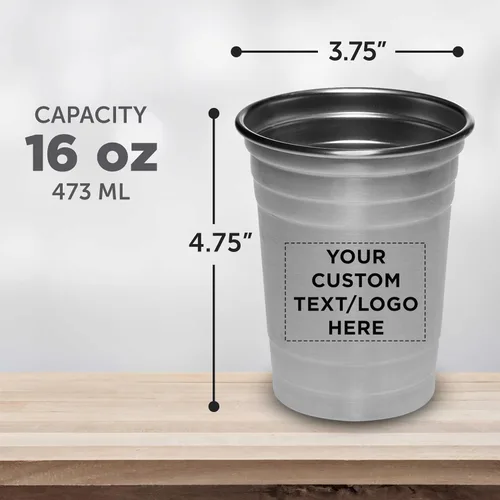 Vista 5 de Vasos de cerveza de acero inoxidable personalizados de 16 onzas, juego de 10/50/100, paquete personalizado a granel, perfecto para fiestas