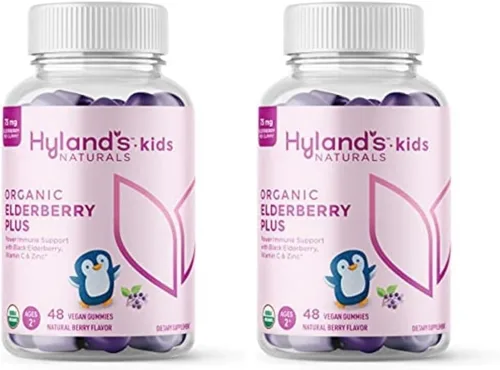 Vista 7 de Hyland's Gomitas orgánicas de saúco Plus para niños, bayas de saúco negro orgánicas con zinc y vitamina C, apoyo inmunológico para niños, 48 gomitas