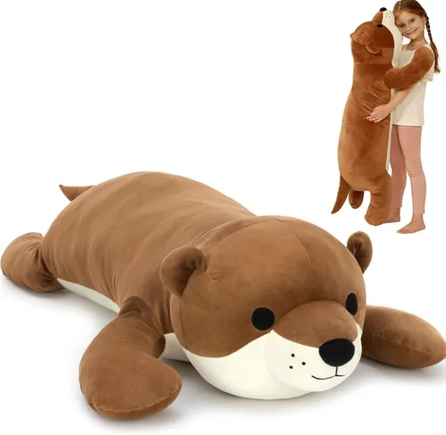 Vista 11 de Tezituor Lindo animal de peluche de vaca de las tierras altas de 43 pulgadas, almohada de felpa de vaca larga suave para niños y adultos, juguete