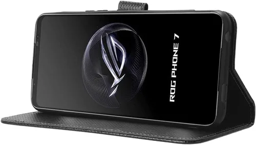 Vista 6 de Funda de piel sintética compatible con Asus ROG Phone 7, funda de piel sintética compatible con Asus ROG Phone 7 Ultimate, color negro