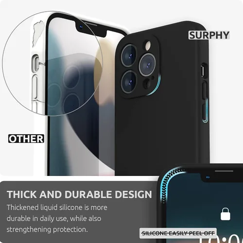 Vista 3 de SURPHY funda de silicona compatible con iPhone 13 Pro (6.1 pulgadas, 2021), con protección para la cámara, funda de silicona líquida con forro