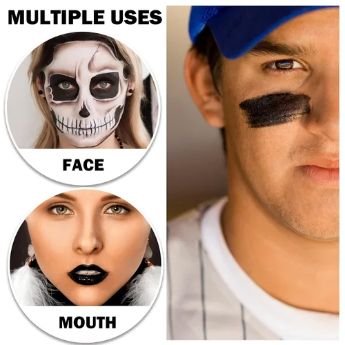 Vista 6 de CAHIUYOA Eye Black Stick para deportes, profesional Eyeblack Deportes Fútbol, Béisbol, Softbol, Sombras de Ojos Negros para la Cara y Cuerpo Pintura