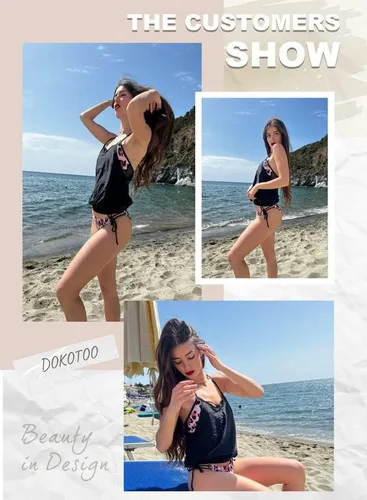 Vista 5 de Dokotoo Conjunto de tankini con estampado de rayas de moda para mujer 2023 (S-3XL)