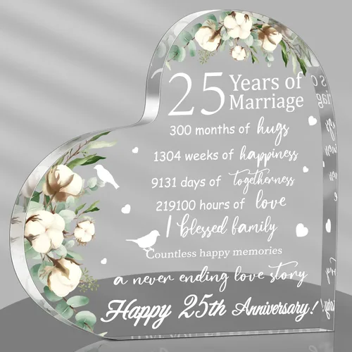 Vista 8 de Regalo de boda para ella años de matrimonio, regalo de feliz aniversario para mujer, corazón acrílico, recuerdo de matrimonio para esposa, marido