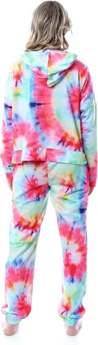 Vista 3 de INTIMO Peanuts Snoopy Joe Cool Tie Dye - Conjunto de pijama con capucha para mujer