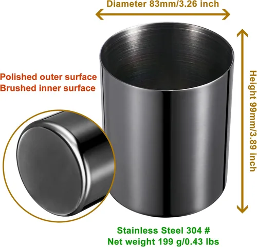 Vista 3 de Paquete de 2 soportes redondos de acero inoxidable 304, taza para lápices, organizador de artículos de escritorio de escritorio, soporte para Negro