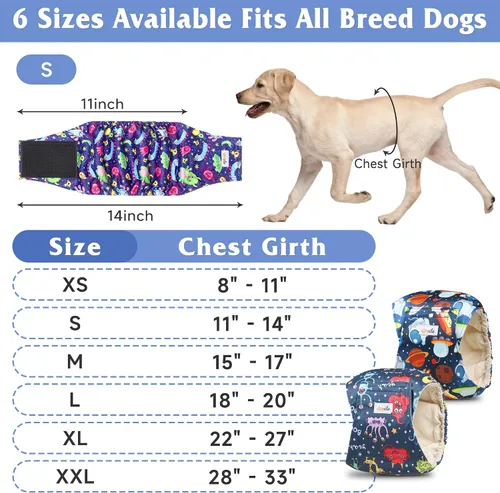 Vista 5 de Pañales para perros machos, bandas para el vientre para perros machos, alta absorción, extra pequeñas, para perros machos en incontinencia o micción